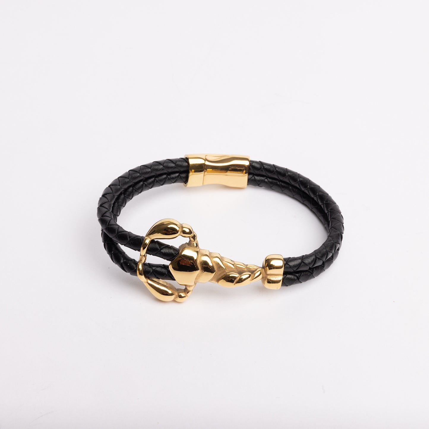18k Gold & Leather Bangle