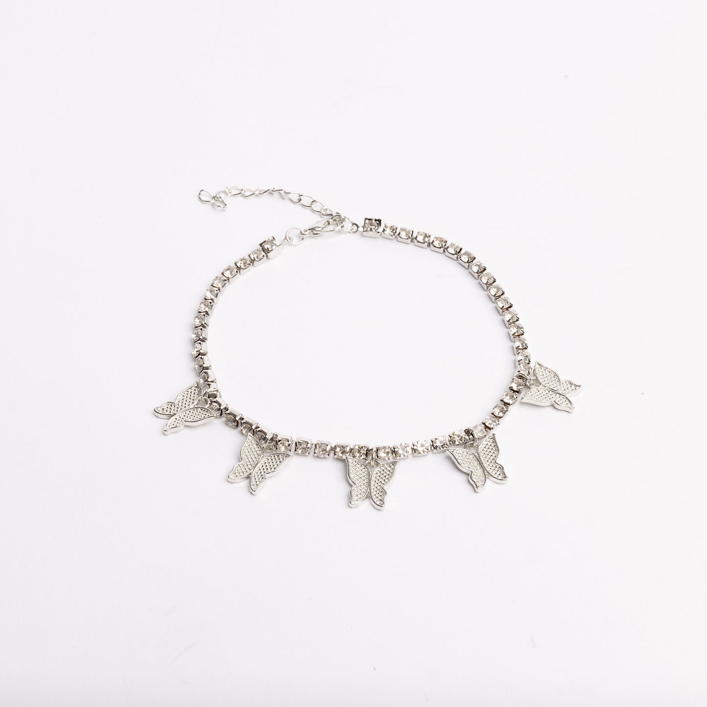 Silver Butterfly + Diamond Anklet