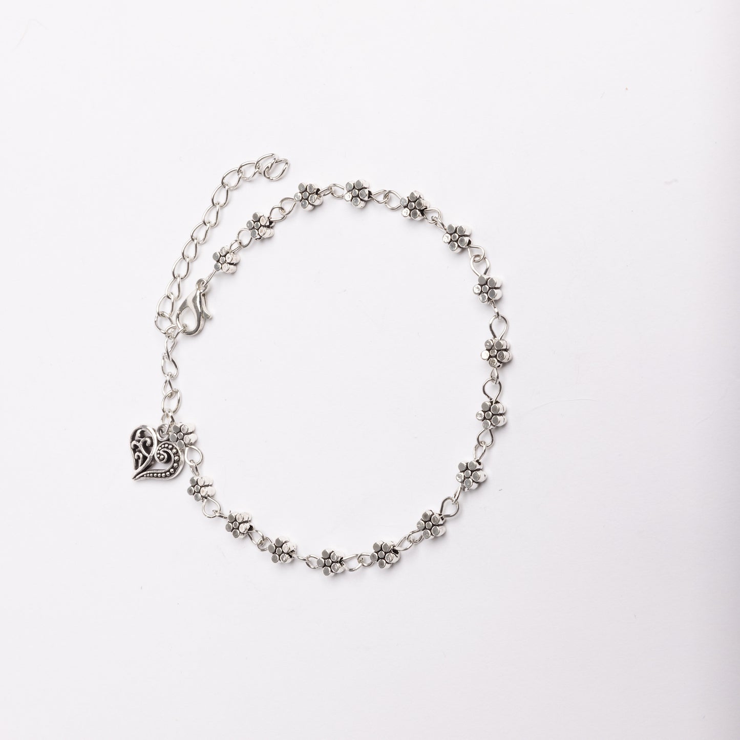Heart + Floral Anklet