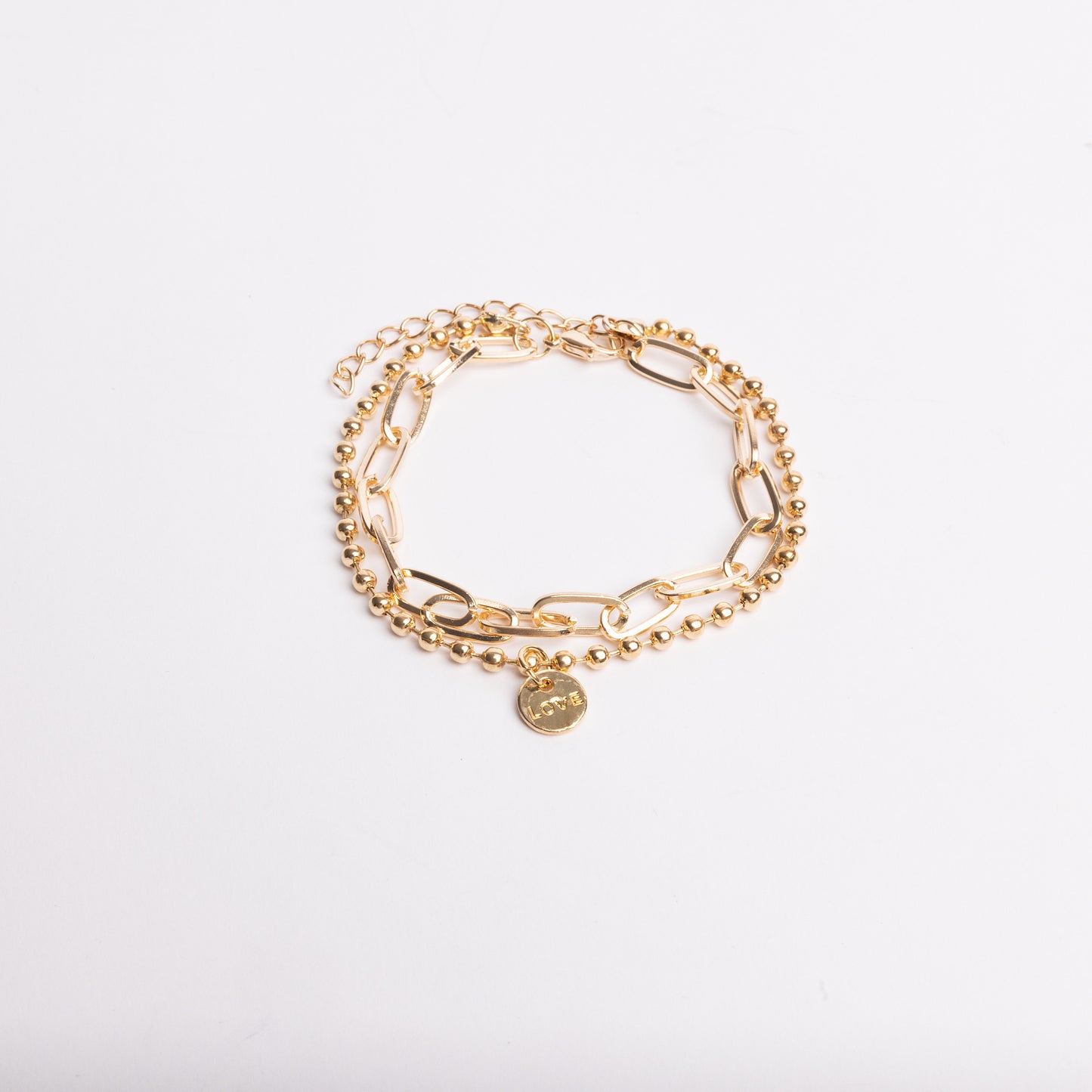 Gold Love Pearl Bracelet Set (3pc.)