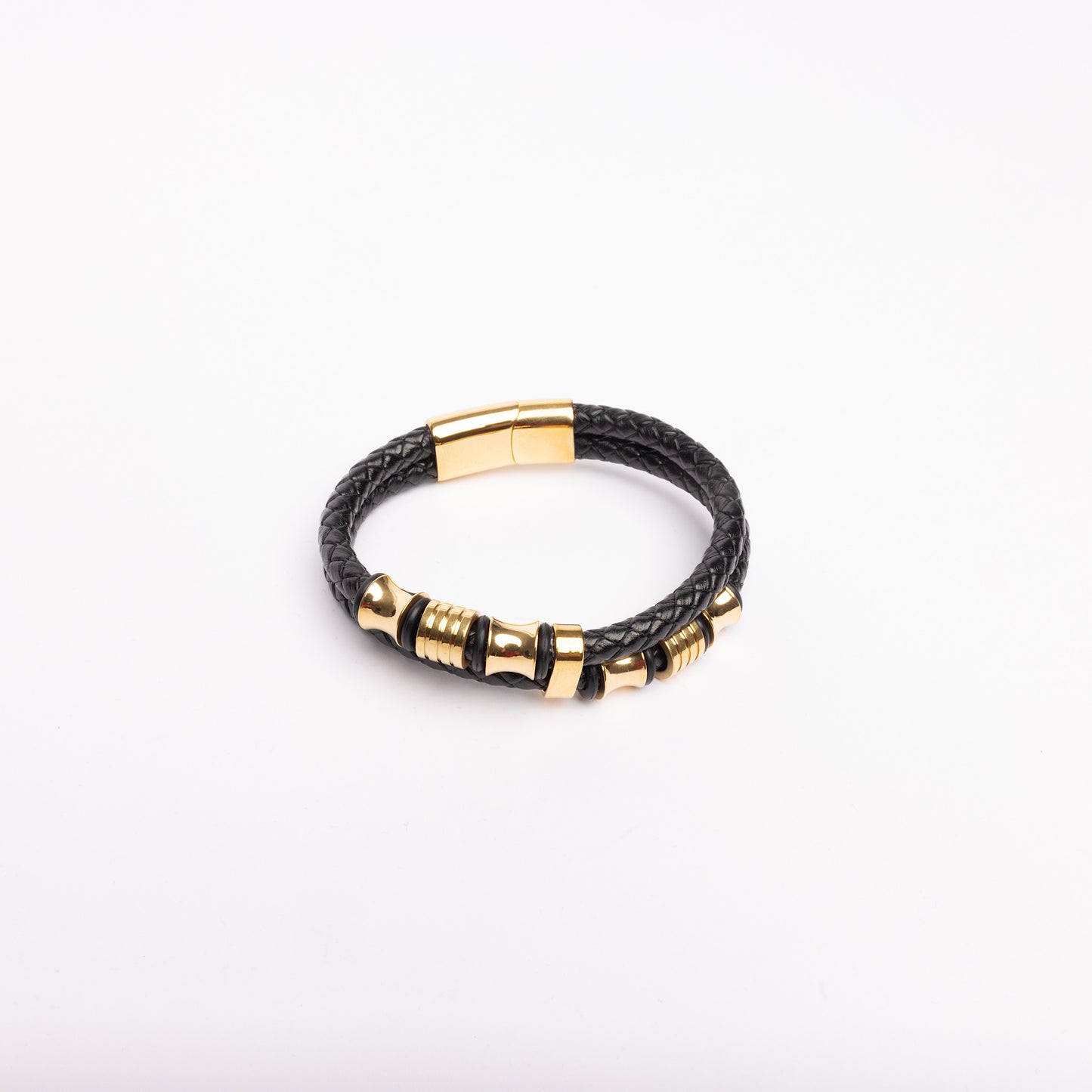Double Leather & Gold Bracelet